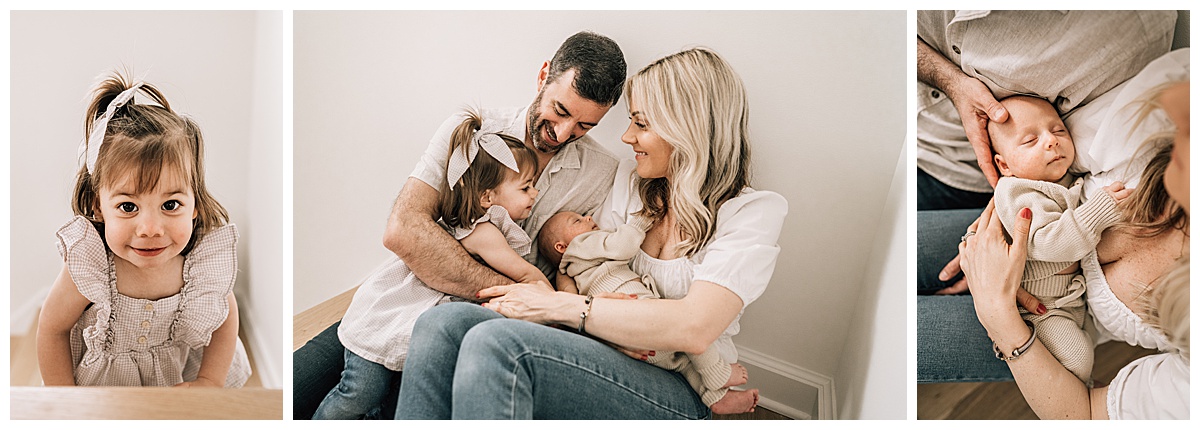 Family hangs out together on stairs