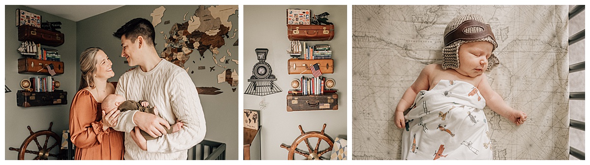 Travel themed nursery photographed by Meg Mosher Photography
