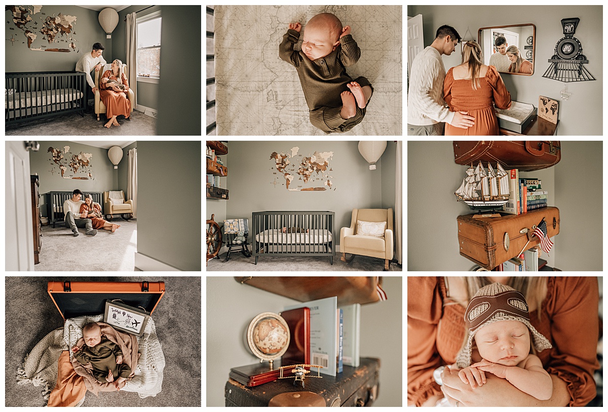 Travel themed nursery photographed by Meg Mosher Photography